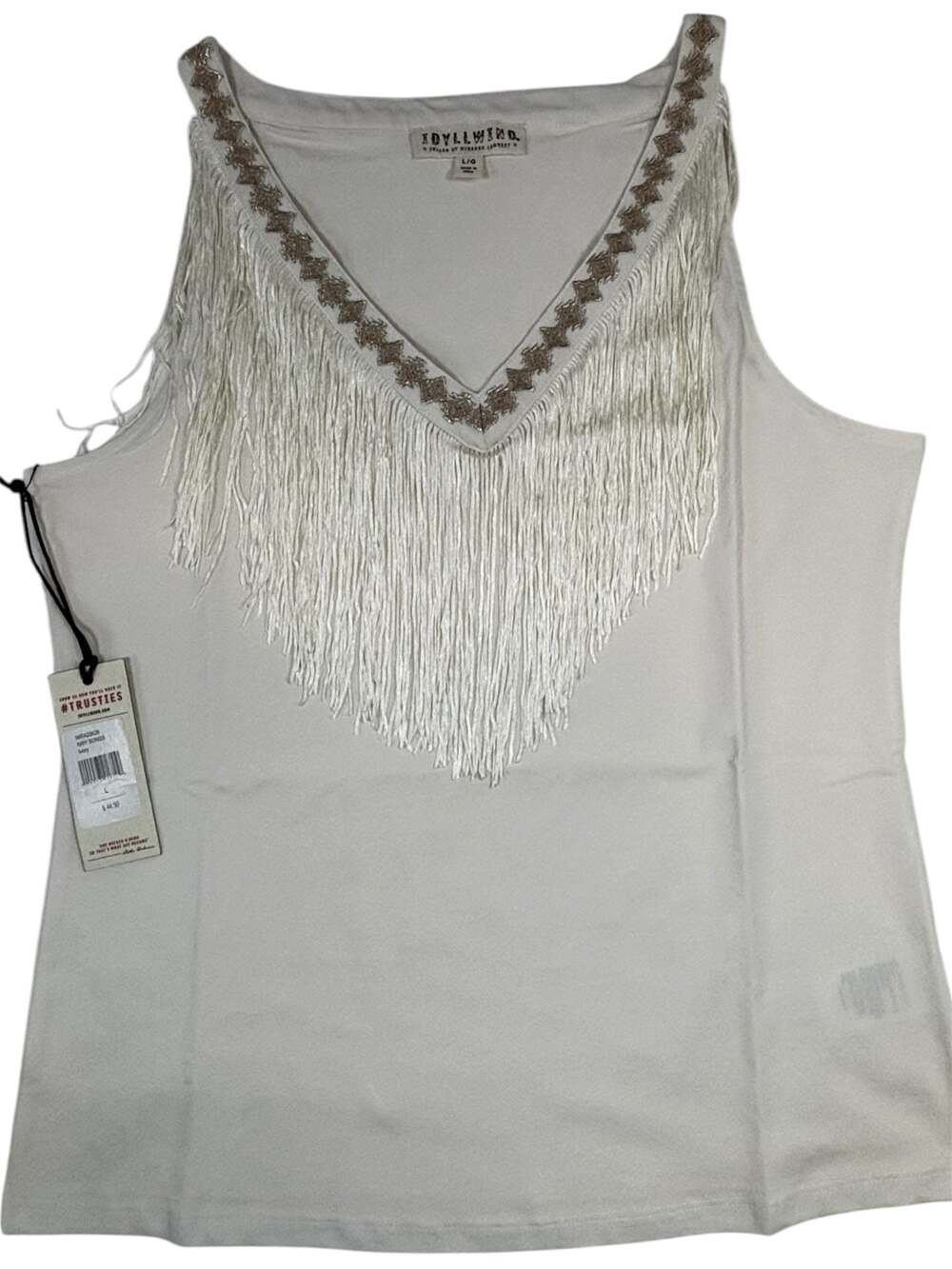 Idyllwind Fueled by Miranda Lambert Ivory Fringe Tank Top Size L